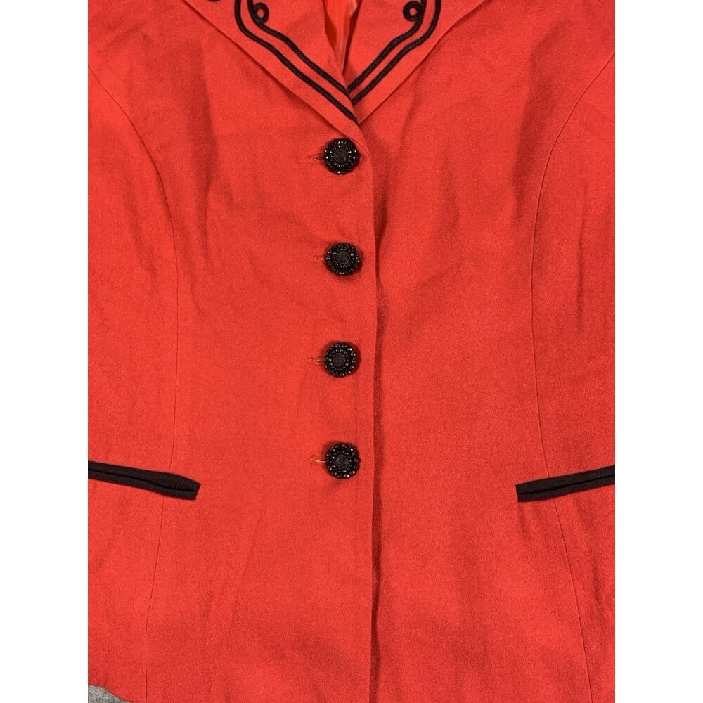VTG Kate McNaughton Jacket Blazer Red Embroidered Wool Blend Women's Size 16W - Picture 4 of 10